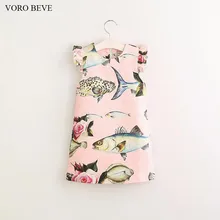 VORO BEVE 2017 Nouvelle Mode Fille princesse robe enfants vêtements poissons imprimé robe pour enfants robes