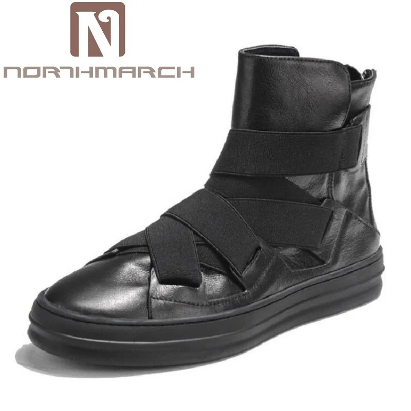 

NORTHMARCH Brand Ankle Snow Boots Men Shoes Genuine Leather Winter Fashion Cow Motocycle Casual Boot Male High-Top Flat Botas