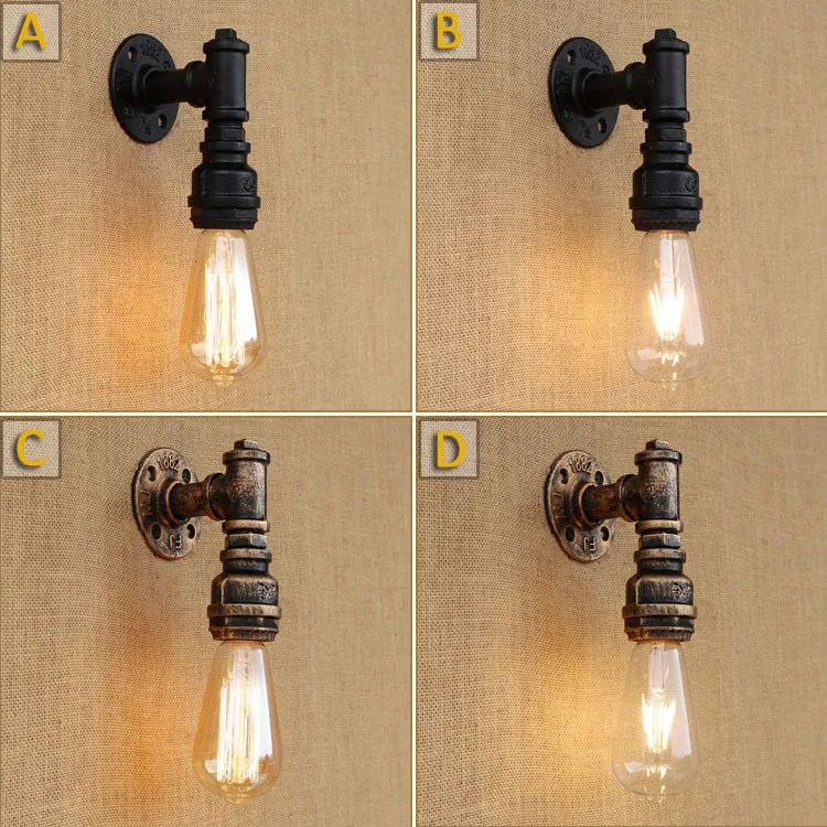 

Industrial Style Wall Lamp Water Pipe Loft Black Pipes Kitchen Lights Lamps Light Luminaire Lampe Iron Art Vintage Bar Shop