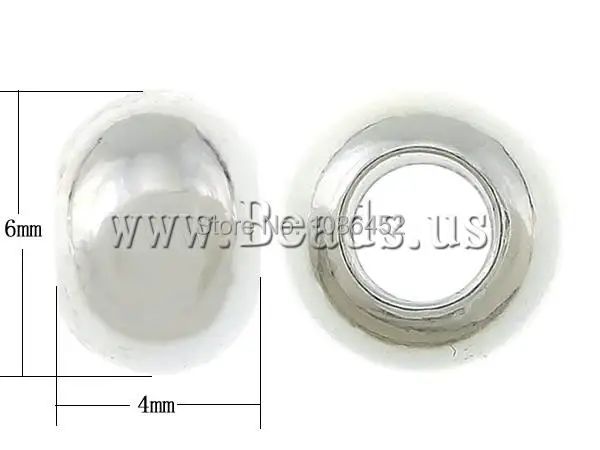 Free shipping!!!Brass Jewelry Beads Gift Rondelle silver color plated nickel lead &amp cadmium free 4x6x4mm Hole:Approx 3mm | Украшения и