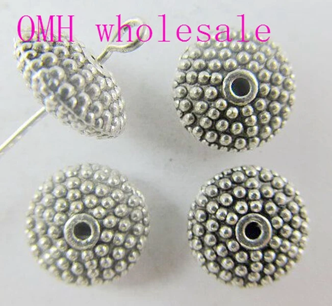 OMH wholesale 50g 26pcs 11.5mm Retro Tibetan silver Jewelry accessories Zinc alloy flat round UFO space beads for bracelet PJ121 | Украшения