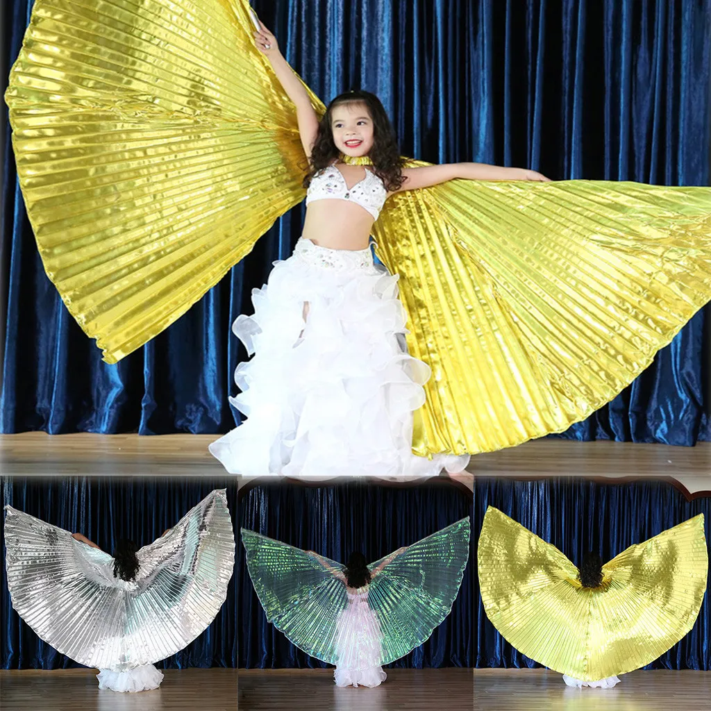 

2019 new Belly Dance Isis Wings with Telescopic Sticks for Children Belly Dance Costume Angel Wings Open 360 Degrees Stage Props