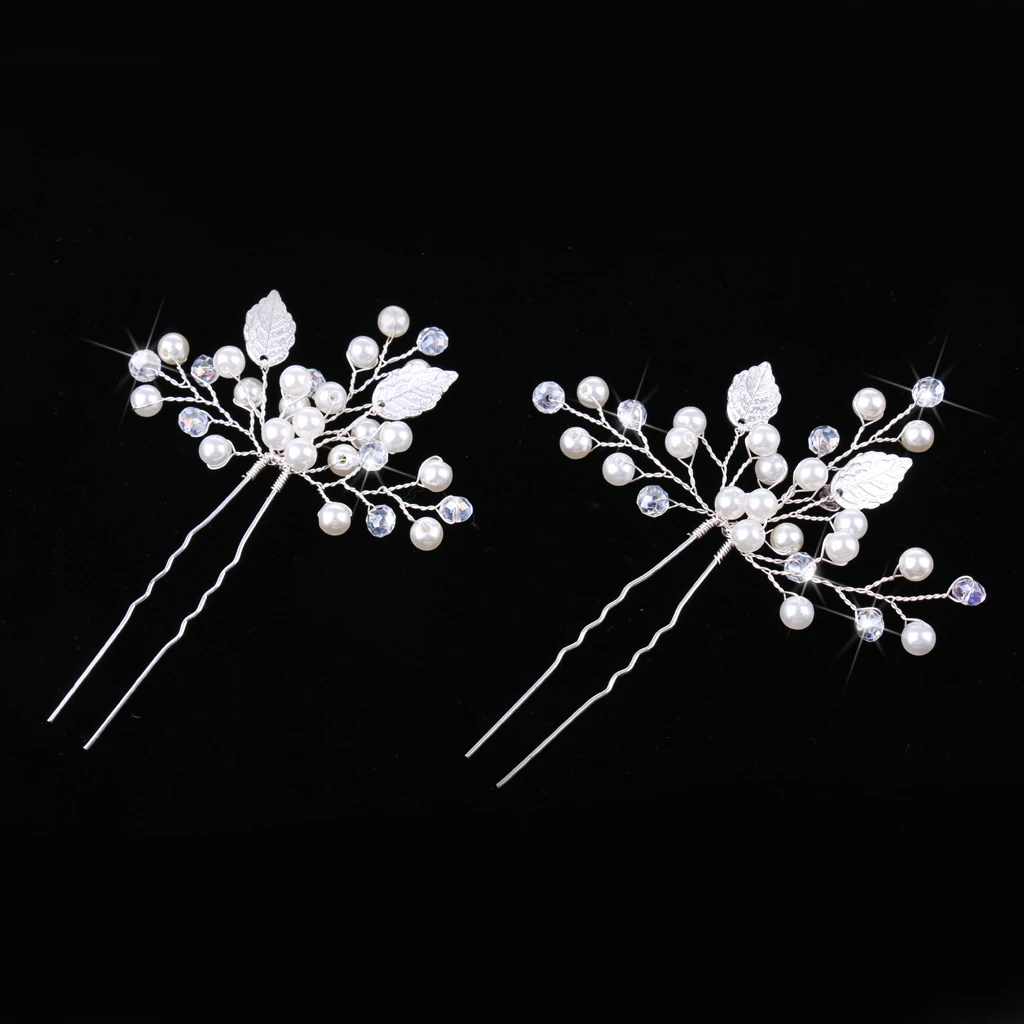 1 Pair Crystal Rhinestone Leaf Hair Pins Vine Wedding Banquet Woman Bridal Hair Jewelry Photo Prop