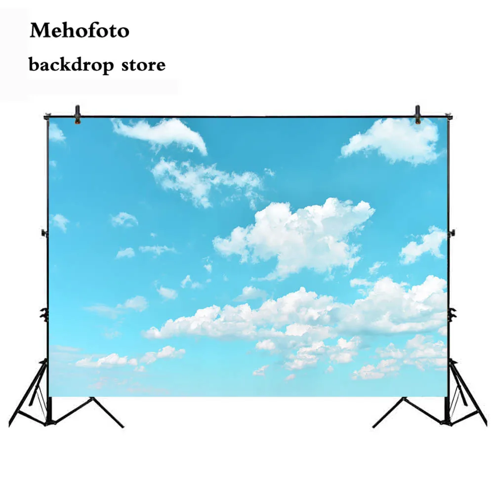 

Mehofoto Photography Backdrop Blue Sky White Cloud Backdrops Newborn Baby Photo Background for Family Seamless Vinyl Cloth 816