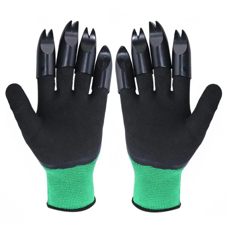 1 пара садовые перчатки с 8 кончиками пальцев когти грабли копание, рассада латексные рабочие инструменты бытовые перчатки - Цвет: 4