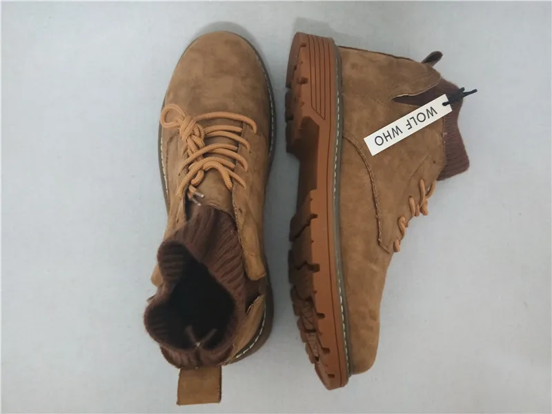 WOLF WHO/Новая зимняя мужская обувь модные мужские теплые ботильоны на шнуровке Мужская обувь в британском стиле мужские кожаные ботинки buty meskie X-032