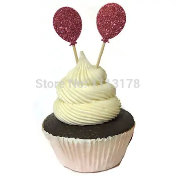 

Balloon cupcake toppers - Glitter party decorations - birthday celebration decor Wedding Engagement