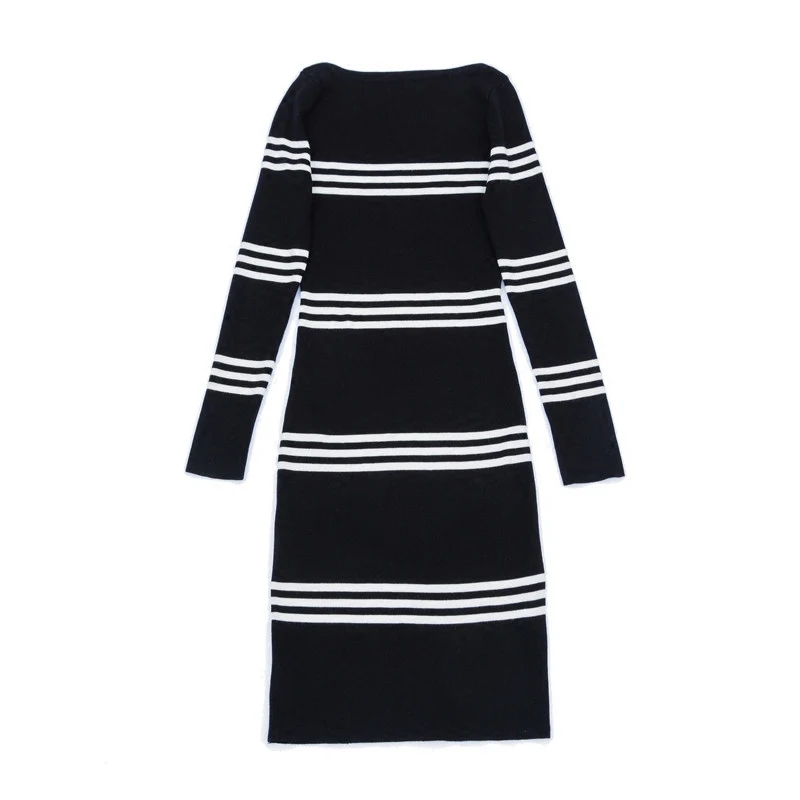Cashmere Striped Women Dress 2017 Elegant Chic Fashion Long Sleeve Dress Sexy Party Bodycon Sweater Dresses Vestidos Mujer 1535