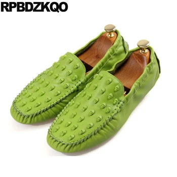 

loafers green men skull spring white soft soled 2018 fashion shoes moccasins slip on driving british style european real leather