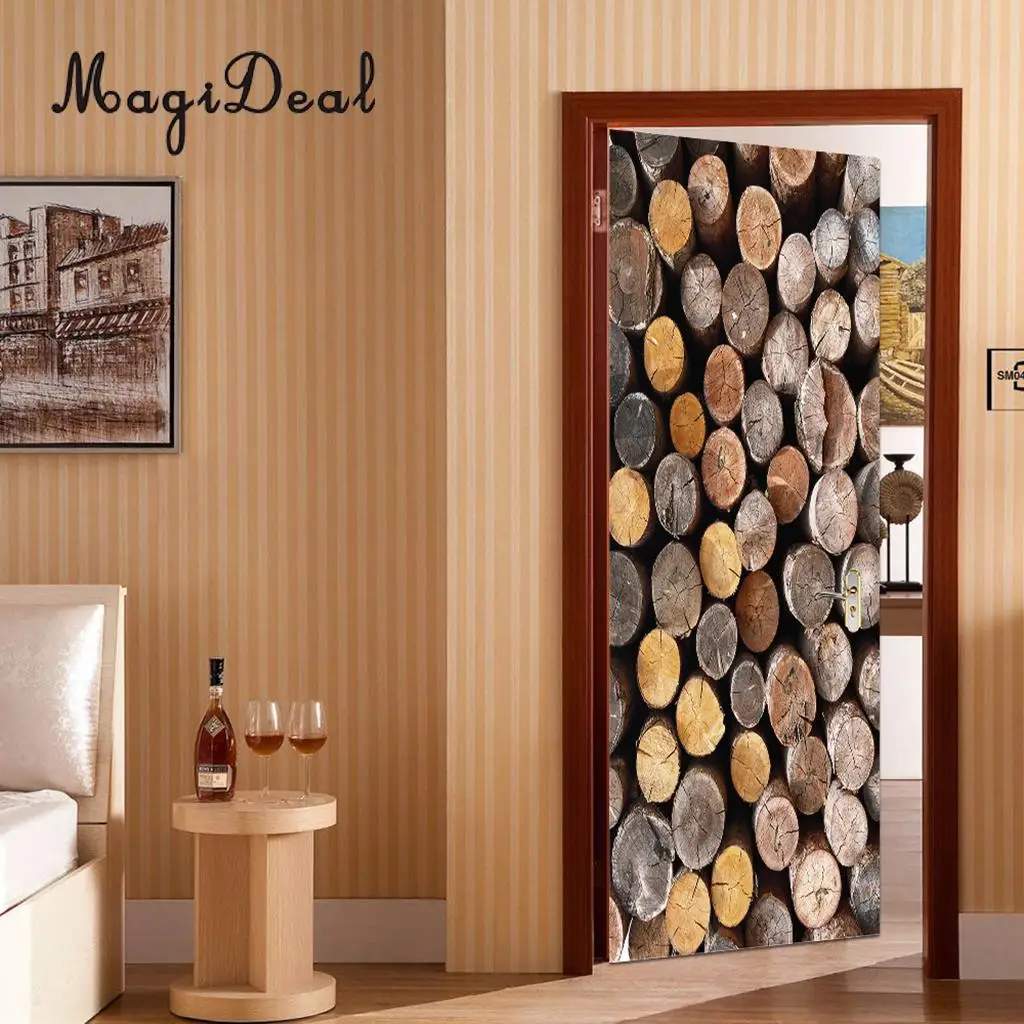 3D Door Wall Paper Murals Wall Stickers Scene for Home Art Decoration Self Adhesive Vinyl Waterproof Art Door Decals 77x200cm