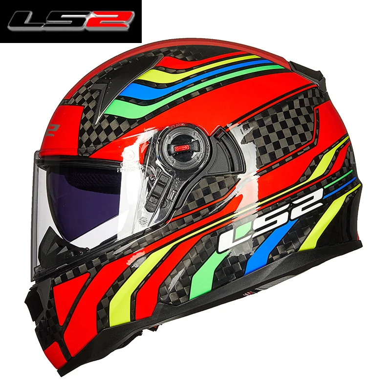  LS2 carbon fiber helmet full helmet motorcycle helmet anti-fog lens double lens adjustable FF396