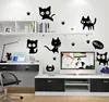 Pegatinas de pared de vinilo de gato negro de dibujos animados para decoración del hogar, calcomanías de arte 3D para habitación de niños, papel tapiz ► Foto 1/6