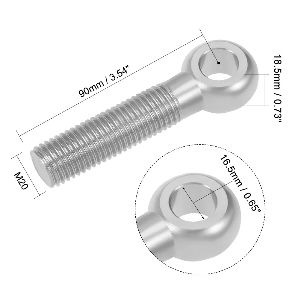 

Uxcell 1Pcs Eye Bolt M20x90/100/120mm 304 Stainless Steel Machinery Shoulder Lifting Bolt Metric Thread Fasteners Hardware Bolt