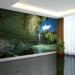 Оптовая продажа Lanscape водопад пейзаж 3d стены фото фрески обои для Постельные принадлежности комната фон 3D настенная Фреска Стикеры