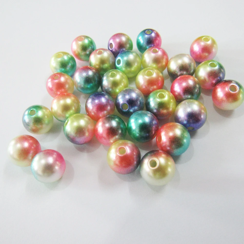 6mm/8mm/10mm/12mm Rainbow Colorful Acrylic Imitation Pearl Beads For
