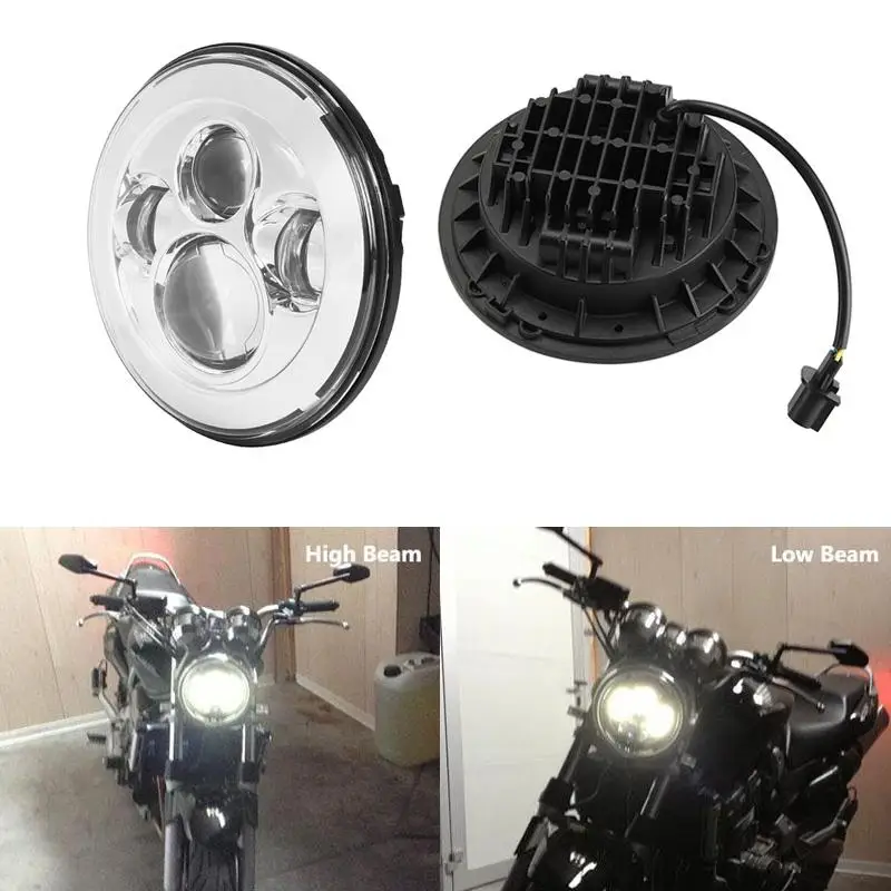 

Partol Chrome 7" Motorcycle LED Headlight H4 H13 Projector Daymaker Light 36W Front Head Lamp High Low Beam IP 67 For Harley
