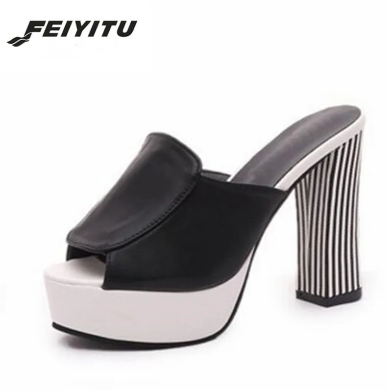 

FeiYiTu Woman Fashion Elegent High Heel Sandals Women Platform Slippers Flip Flops Wedges Heels Shoes Gladiator Shoes Mujer