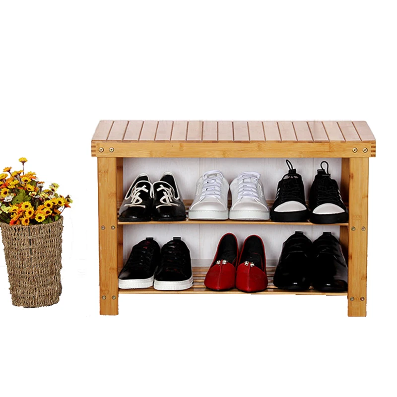 

Nan Bamboo Shoe Rack Storage Stool Household Wear Shoes Stool Simple Storage Multilayer Racks Bamboo Shoe Bench