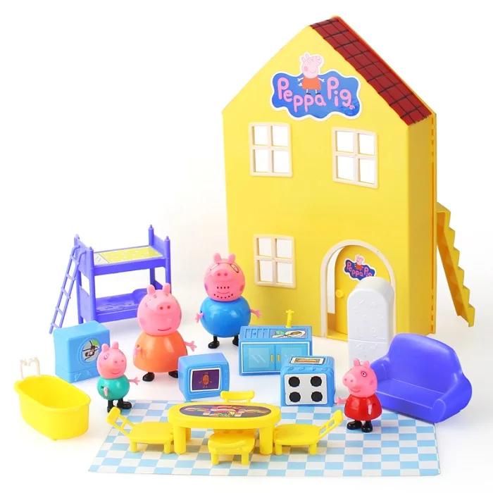 Свинка Пеппа Джордж семейный настоящий набор декораций парк развлечений ПВХ игрушки Куклы Фигурки Обучающие Развивающие игрушки - Цвет: A