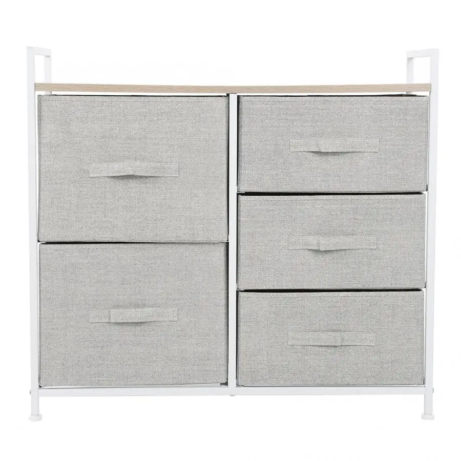 

5 Drawers Detachable Fabric Drawer Iron Frame Bedroom Closet Room Organizer Storage Shelf