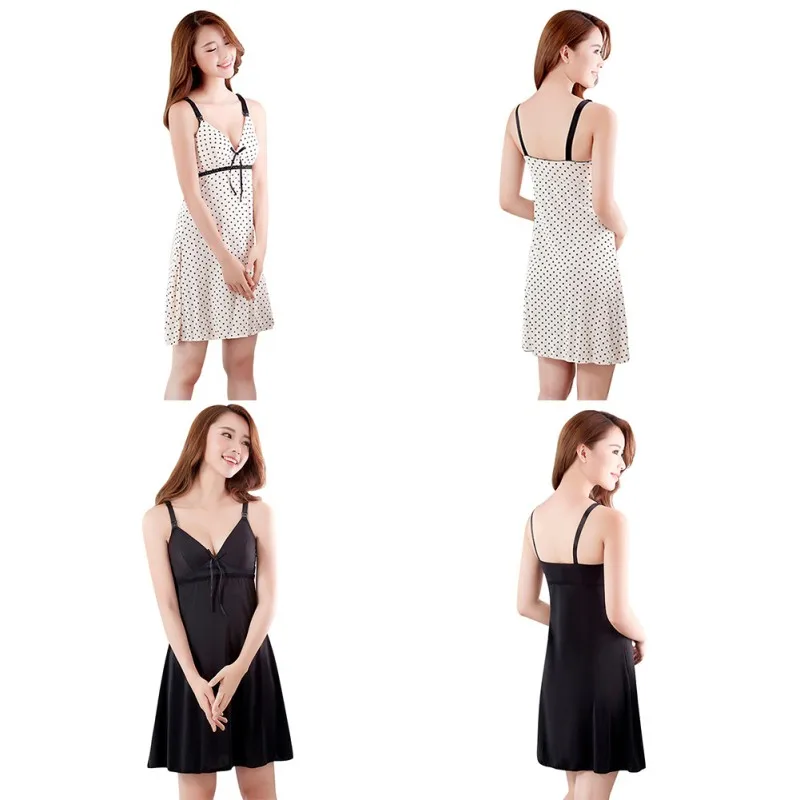 Hot Sale Ice Silk Breastfeeding Dress Seamless Vest Front Opening Buckle Feeding Breastfeeding Dress Home Pajamas Comfortable