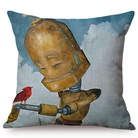 Cute Cartoon Robot Funny Cosplay Home Decoration Throw Pillow Case Kindergarten Children Like Car Sofa Chair Linen Cushion Cover M092-13