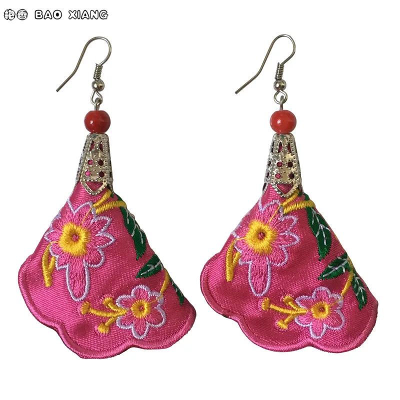 Chinese Ethnic Jewelry Cotton Fabric Art Eardrops Earrings Manual