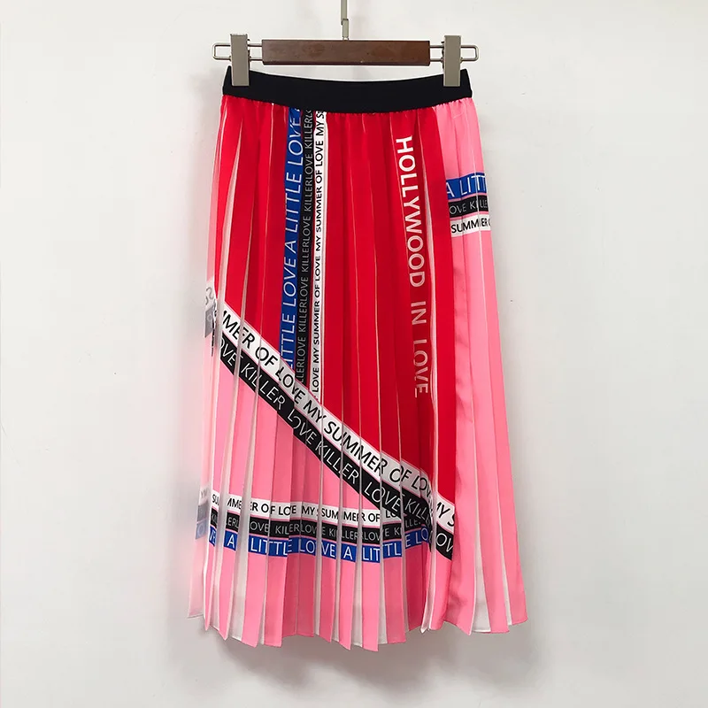 Новинка; 19 плиссированных юбок с буквенным принтом; подходящая по цвету юбка с высокой талией; плиссированная юбка