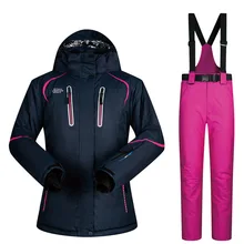 Ветрозащитный женский лыжный костюм, зимняя Толстая Теплая Лыжная куртка и теплые зимние штаны, женские уличные лыжные костюмы для катания на лыжах, кемпинга, сноубординга