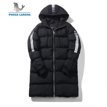 

Men's Winter Long Parkas 2019 New Cotton Jackets Men Hooded Thick Warm Overcoats Letters Side Sleeve Coats Male Plus Size M-5XL