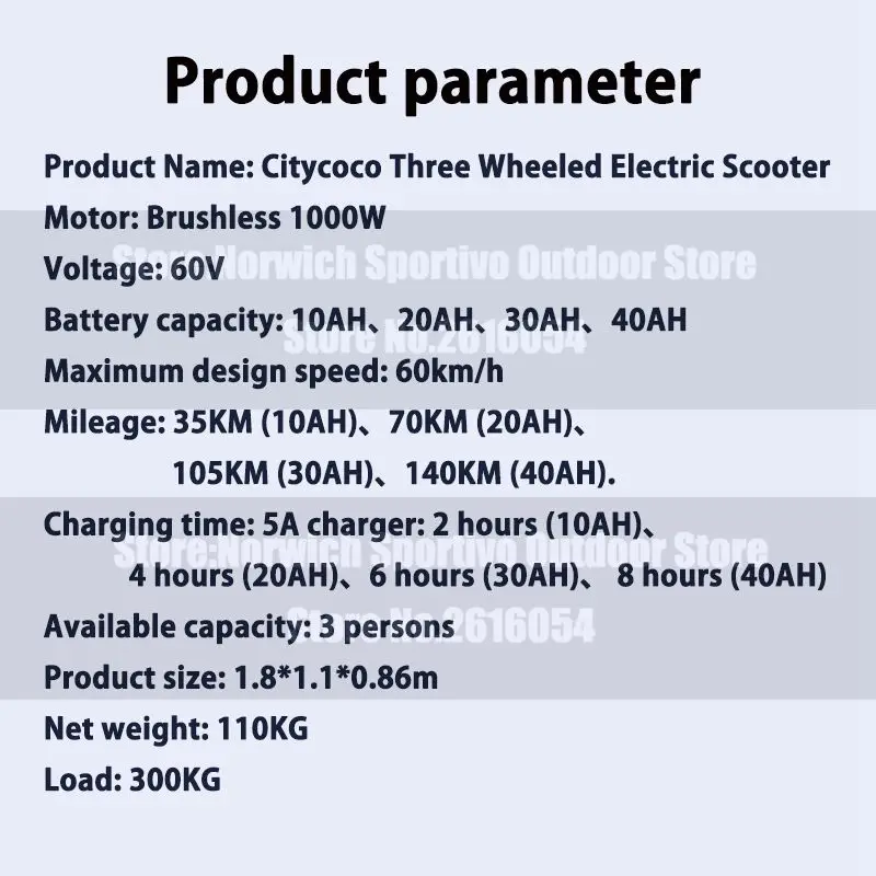 Perfect Citycoco Trike Electric Scooter Fat Tire Three Wheeled Adult Tricycle City 2017 Newest 60V 1000W Lithium Battery Adult E-Bike 9