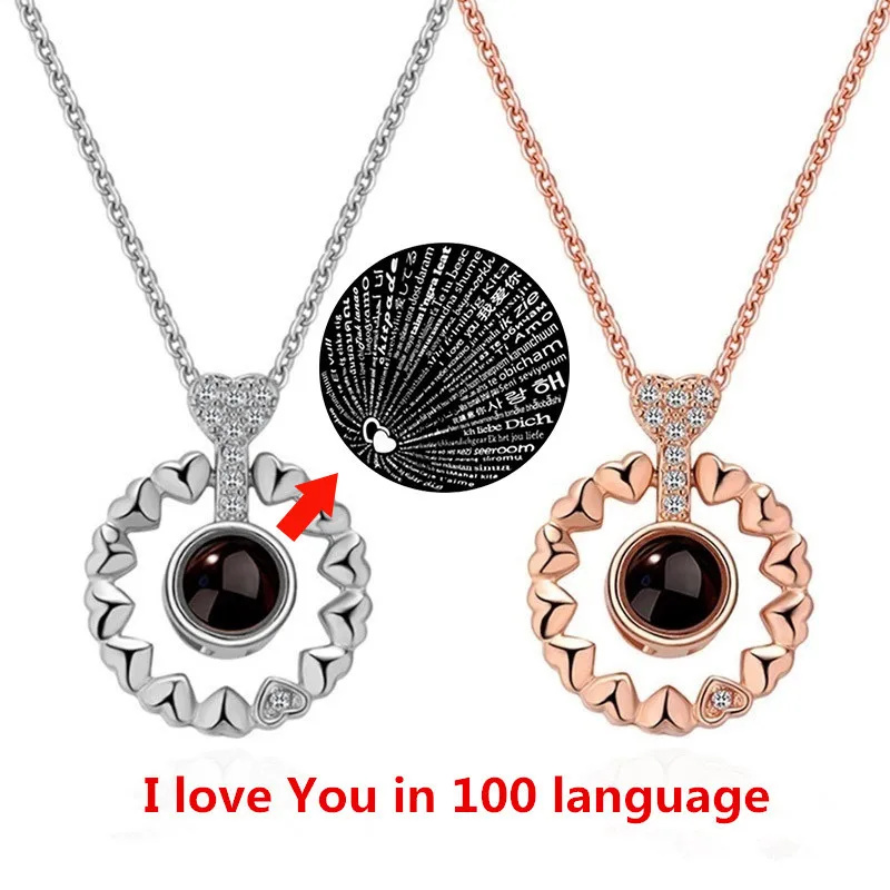 100 languages I love you Necklace Rose Gold&Silver ...