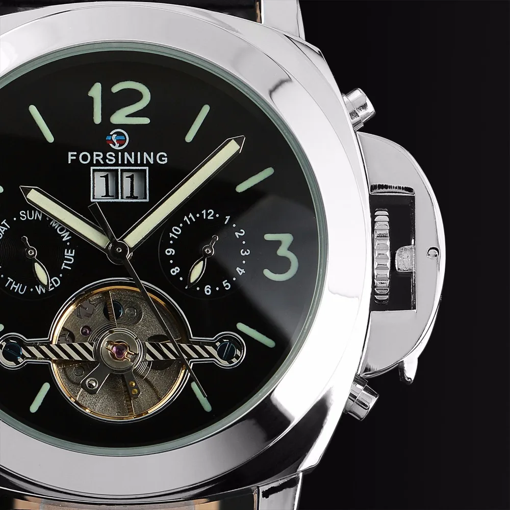 2018 relojes hombre المقاوم للصدأ الرياضة توربيون ووتش التلقائية الميكانيكية steampunk من الساعات الرجال عارضة ساعة فضة جديد