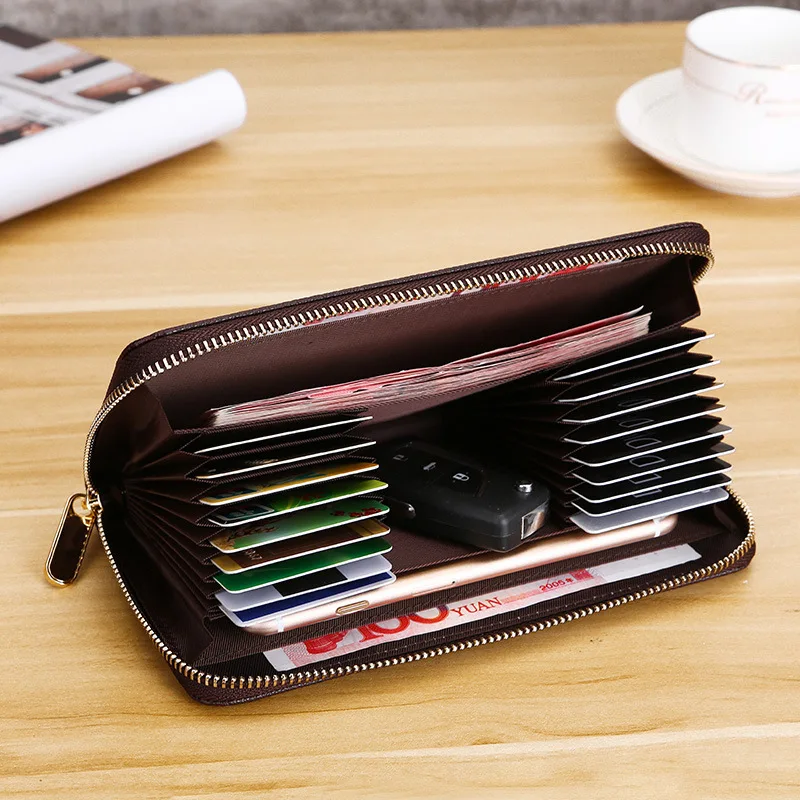 Unisex Rfid Blocking Anti Theft Pu Leather Card Holder Wallet