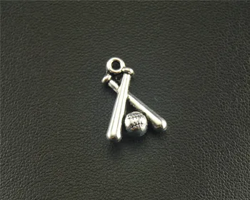 

25pcs Silver Color Baseball Bat and ball Charm Pendant DIY Necklace Bracelet Jewelry Findings 11x16mm A1534