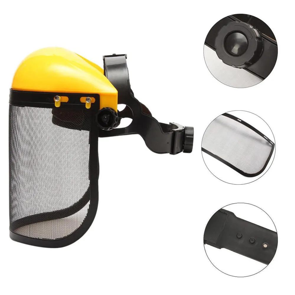 

Large Steel Metal Mesh Visor Safety Helmet Hat For Chainsaw Brush Cutter Forestry Mower Face Protective Mask Anti-Shock Visors