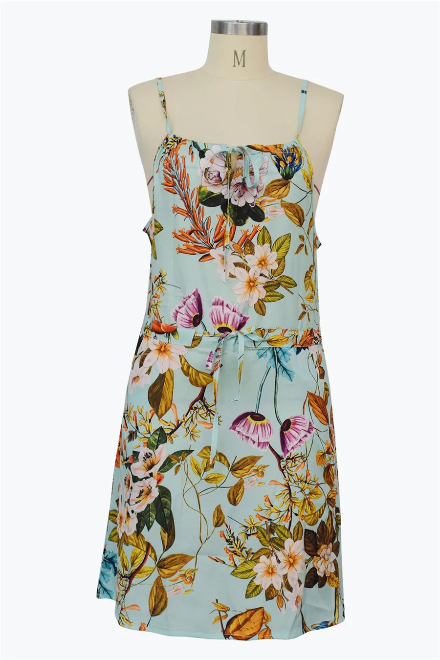 Gladiolus Chiffon Women Summer Dress Spaghetti Strap Floral Print Pocket Sexy Bohemian Beach Dress 2019 Short Ladies Dresses (29)