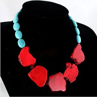 Wholesale Cheap New Fashion Red Turquoise Slice Handmade Princess Necklace Woman Gift Party / Free Shipping | Украшения и