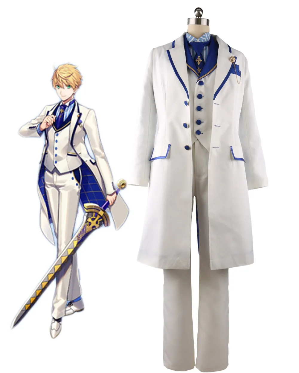 Fate Grand Order FGO Saber King Arthur Cosplay Costume Full Set-in Game ...