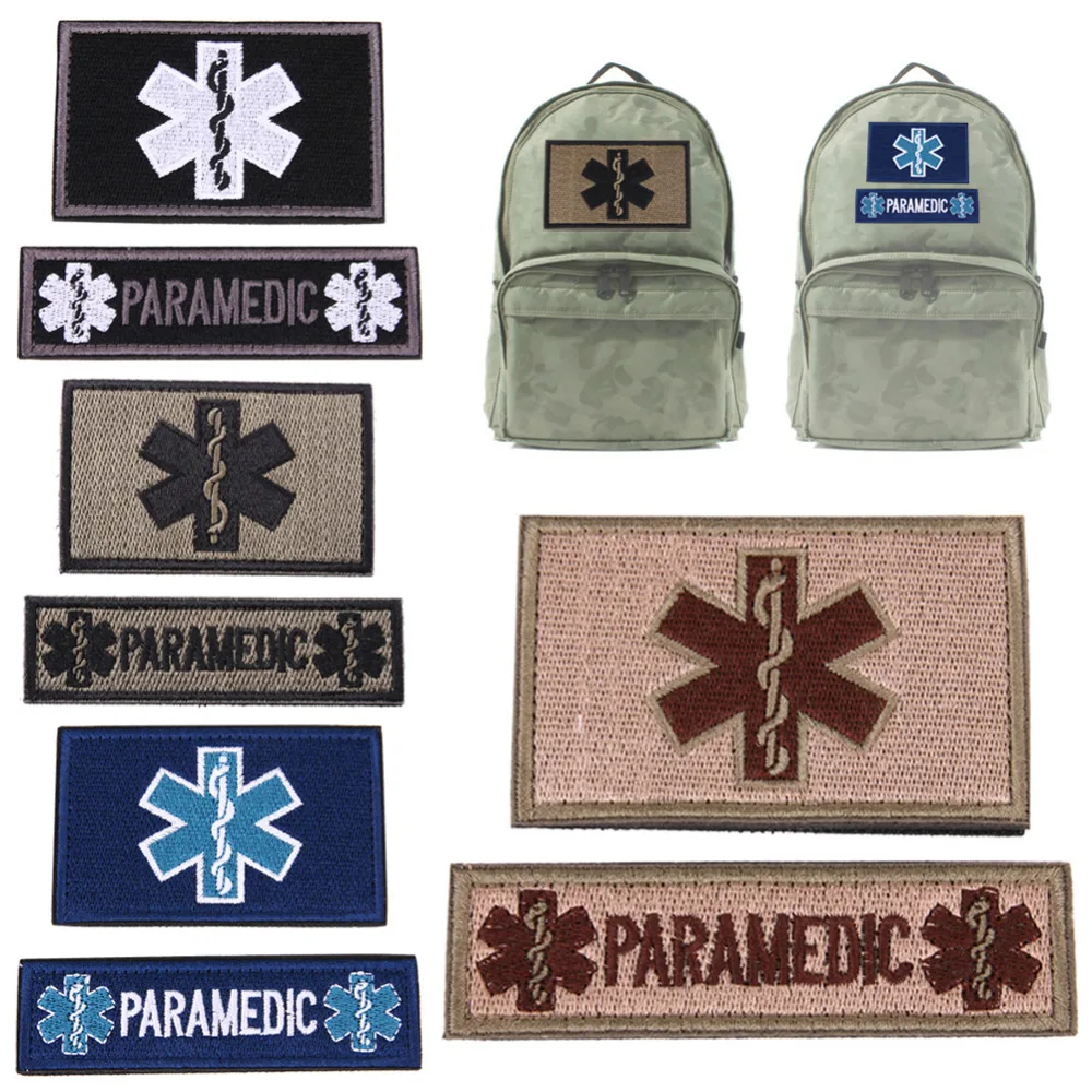 

2pcs/set Embroidery Patch Emergency Medical Technician PARAMEDIC EMT Embroidered Patches Military Tactical Armband Badge Badges