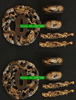 

Top Quality fitting Brass Guard Tsuba For Japanese Katana Sword Accessory A Set W/Dragon theme