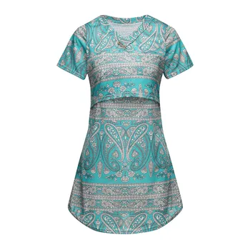 

Summer New Fashion Women's Short Sleeve Floral Colour Tops Breastfeeding Nusring Maternity Clothes Wholesale Free Ship Z4