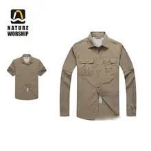 Для мужчин Для женщин Открытый Пеший Туризм Отдых на природе Охота Быстрый Сухой Softshell Съемная дышать куртка спортивная рыбалка одежда Рубашки с коротким рукавом