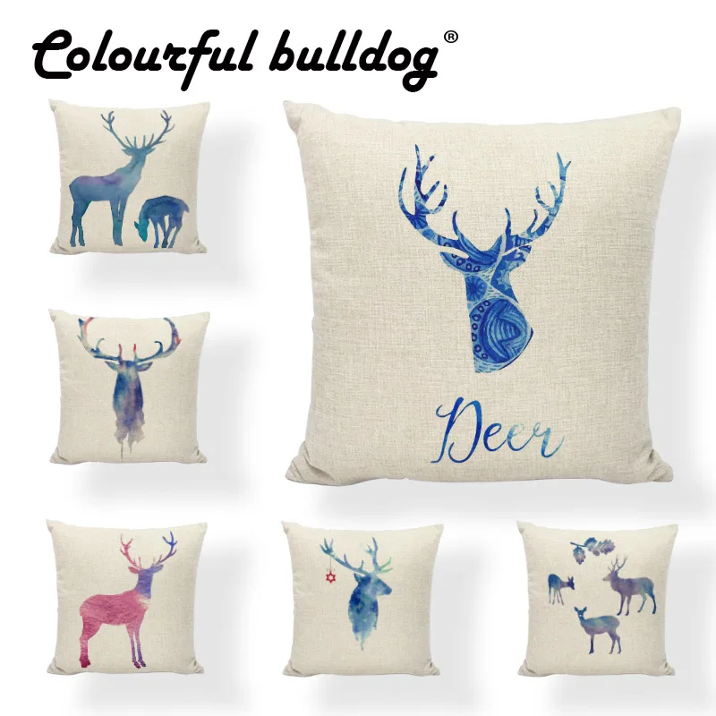 45CM Minimalist Nordic style Cushion Covers Painted Color Deer Pillow