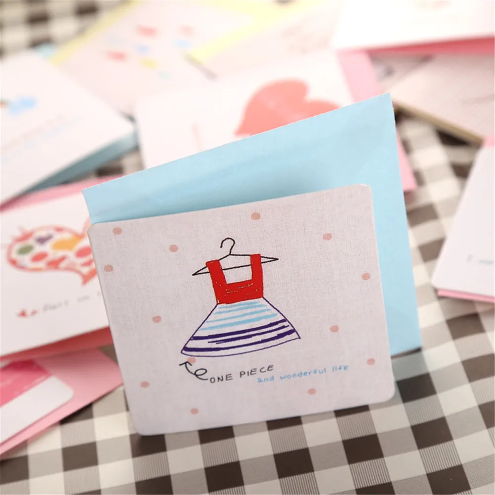 10 Card+10envelopes/set Mini Greeting Card Cute Cartoon Letter Paper Set Kawaii Stationery Birthday Card Envelope Writing Paper