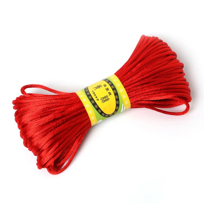20 м микс 29 цветов корейский Плетеный макраме Шелковый Атласный нейлоновый шнур веревка DIY Ювелирный Браслет фурнитура бисерная нить 2,5 мм - Цвет: Red