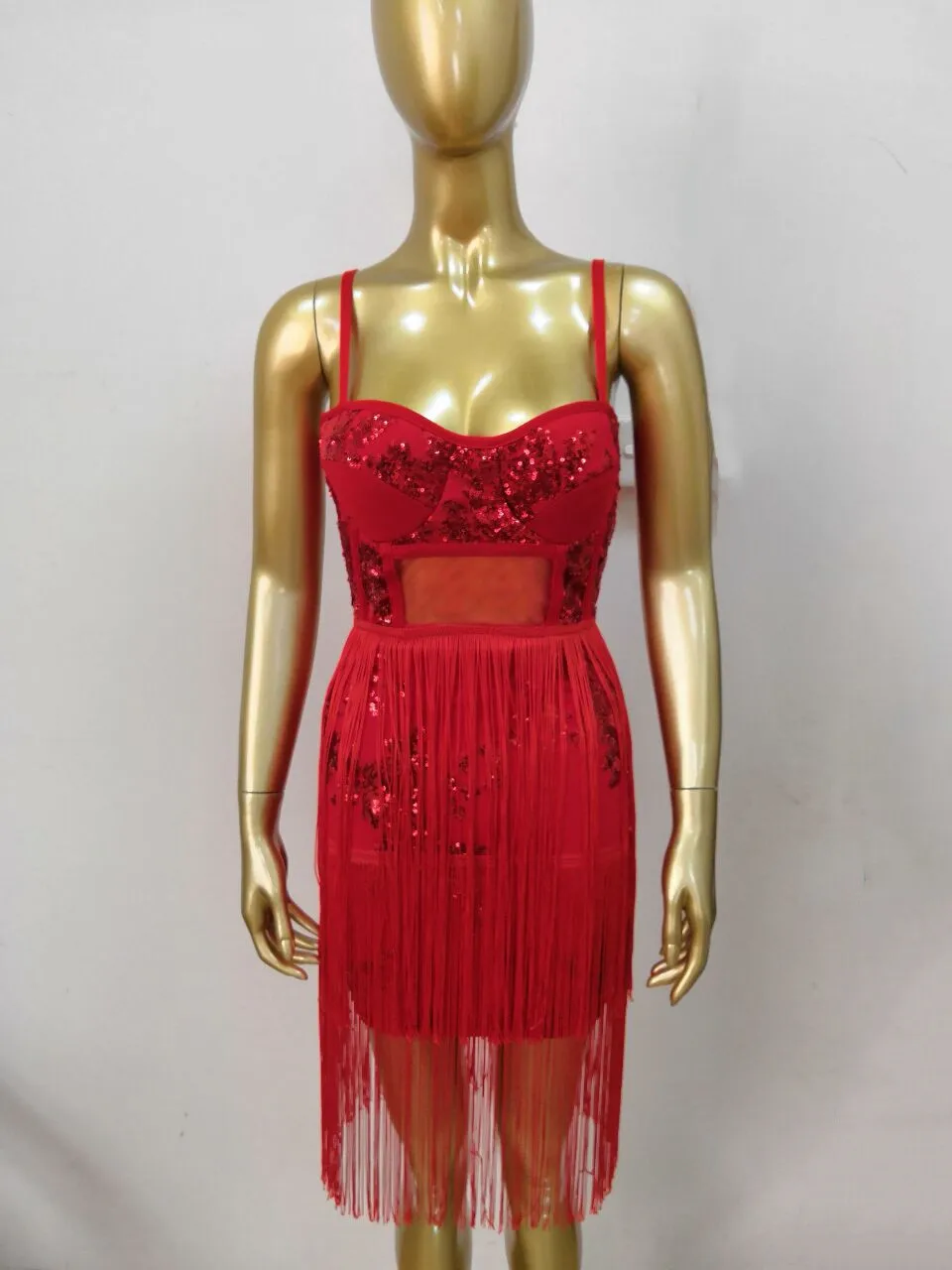 

Red white green fringed sling mini sequins Women Bandage Dress New Arrival 2019 Summer Celebrity Party Dress Vestidos Sexy