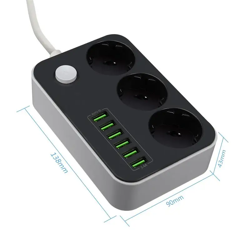 6 м. удлинитель 220 с usb. удлинитель smart plug 3 usb. 8 м. Ldnio se3631.