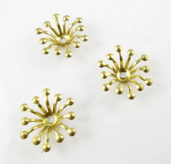 

300pcs/lot 14mm brass flower filigree wrap findings end beads