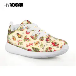 HYCOOL/детские кроссовки для мальчиков и девочек, сетчатые кроссовки с рождественским рисунком, детская прогулочная обувь, дышащая